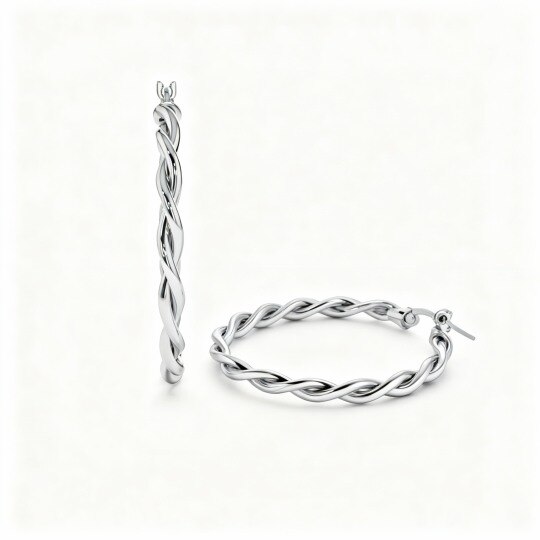10K White Gold Circle Hoop Earrings