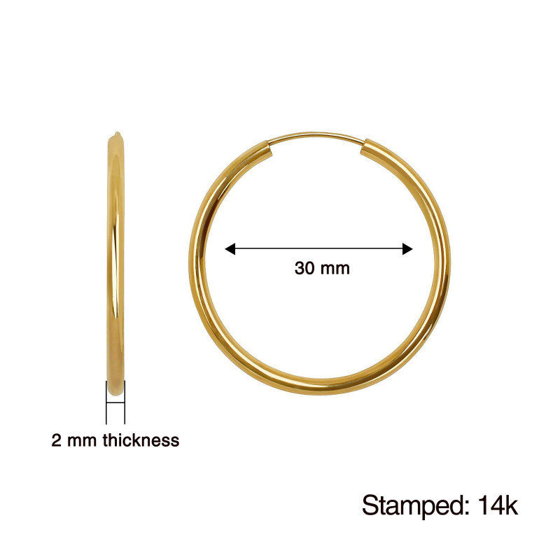 Pendientes de aro circulares de oro de 14 quilates-3