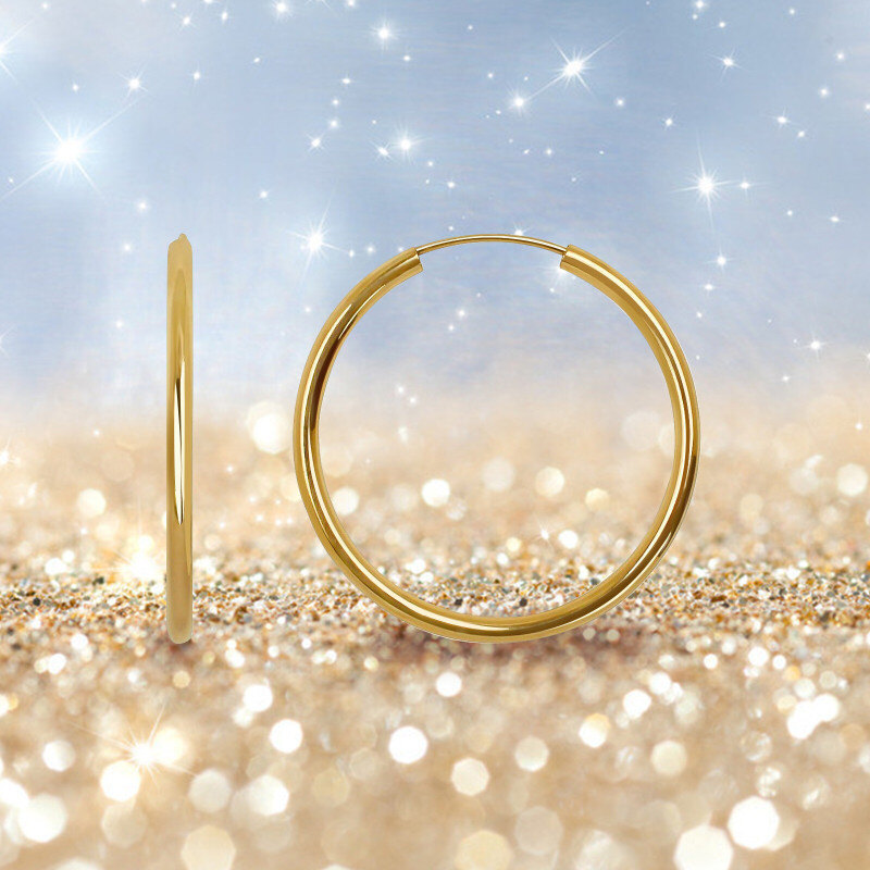 Pendientes de aro circulares de oro de 14 quilates-4