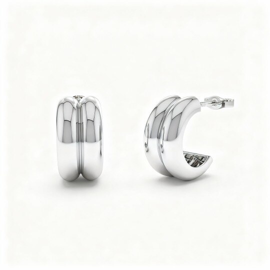 10K White Gold Circle Hoop Earrings
