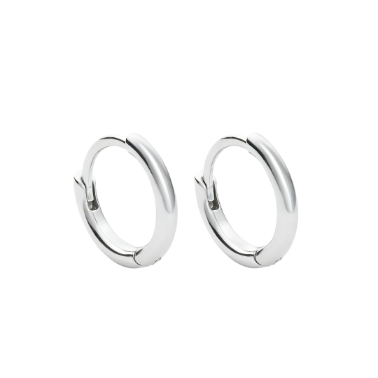 10K White Gold Circle Hoop Earrings