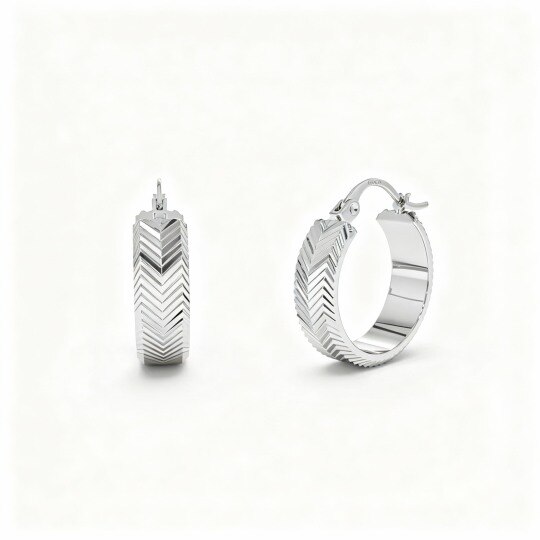 10K White Gold Circle Hoop Earrings