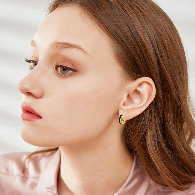 Brincos de argola circulares em ouro rosa 14K-2