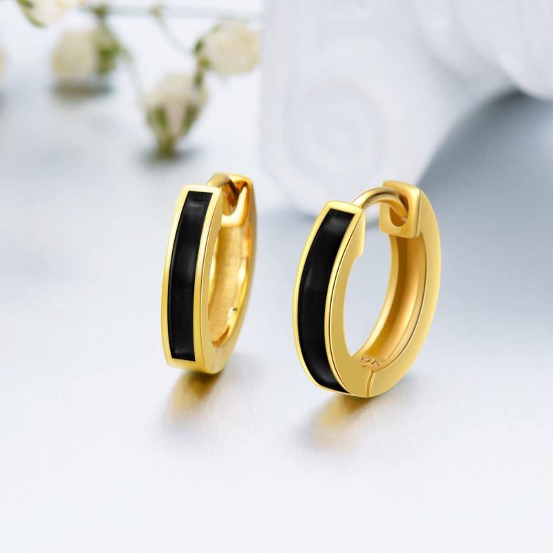 Brincos de argola circulares em ouro rosa 14K-3