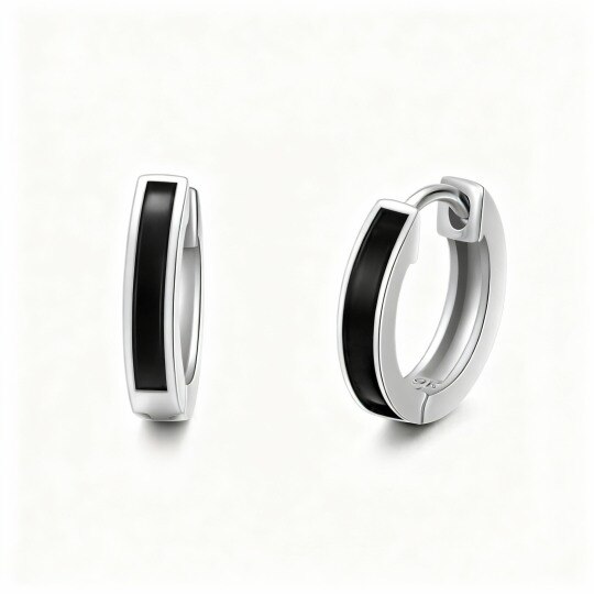 10K White Gold Circle Hoop Earrings