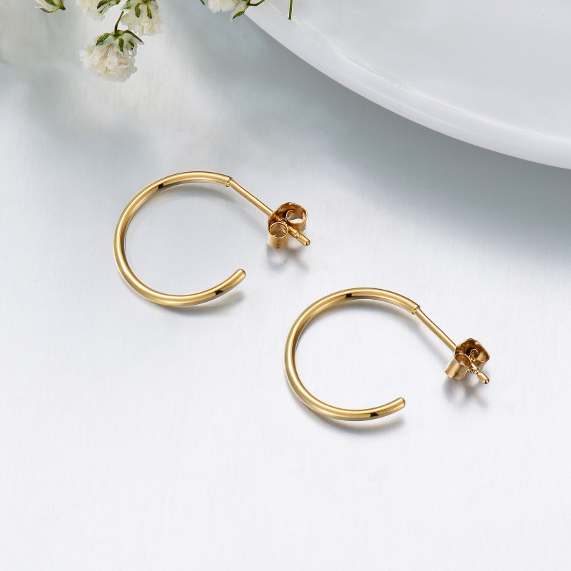 10K White Gold Circle Hoop Earrings-4