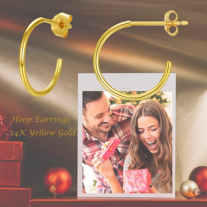 10K White Gold Circle Hoop Earrings-5