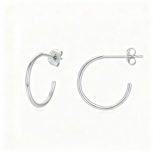 10K White Gold Circle Hoop Earrings