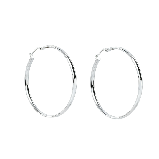 10K White Gold Circle Hoop Earrings