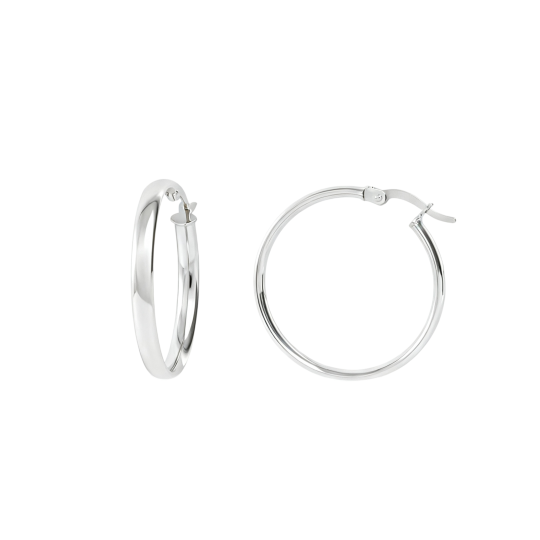 10K White Gold Circle Hoop Earrings