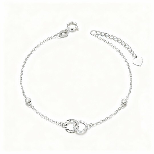 10K White Gold Circle & Infinity Symbol Charm Bracelet