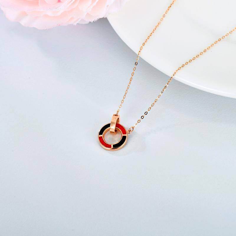 Platinum with White Gold Plated Circle Pendant Necklace-4