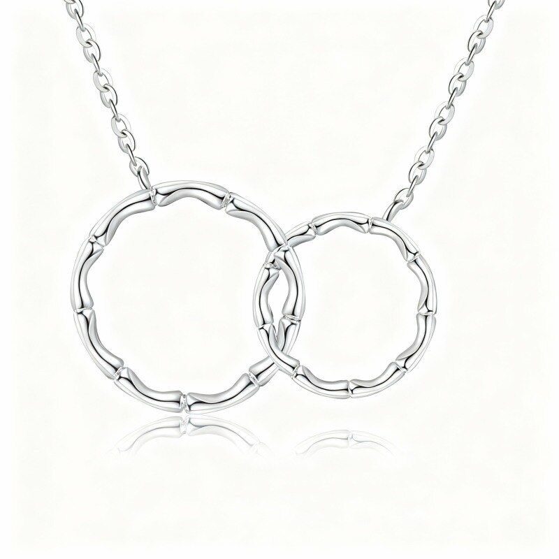 Collier pendentif rond en or blanc 10 carats-1