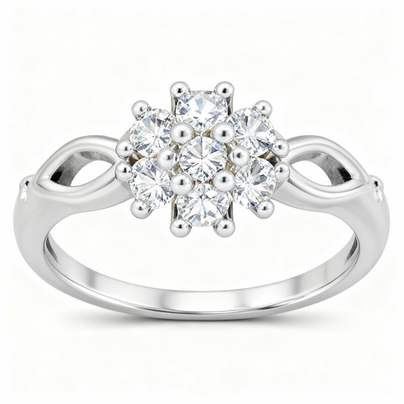 Bague de fiançailles sur mesure en or blanc 10 carats avec diamant de laboratoire de forme circulaire-2