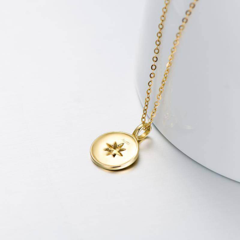 Collar con colgante de brújula de platino con baño de oro blanco-6