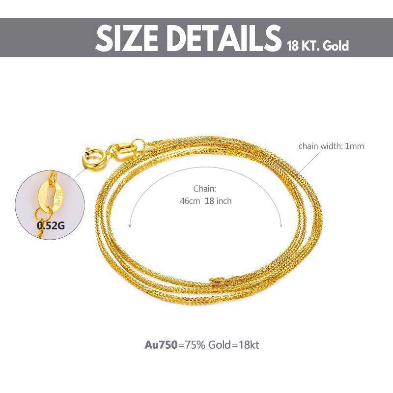 Collar de cadena Chopin para parejas, oro de 14 quilates, 1 mm-2