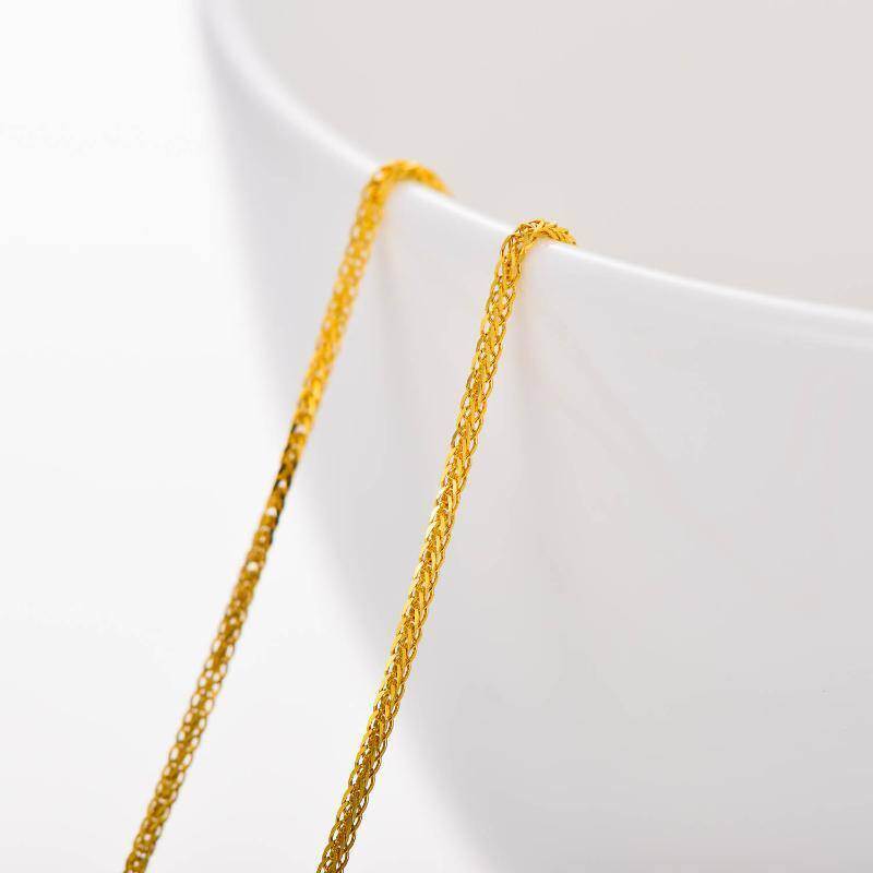 Collar de cadena Chopin para parejas, oro de 14 quilates, 1 mm-5