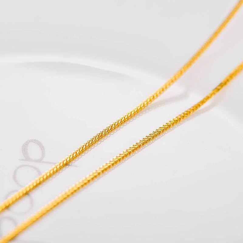 Collar de cadena Chopin para parejas, oro de 14 quilates, 1 mm-6