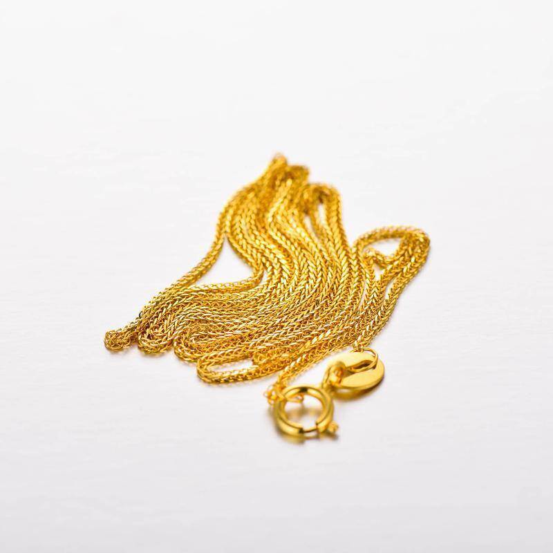 Collar de cadena Chopin para parejas, oro de 14 quilates, 1 mm-8
