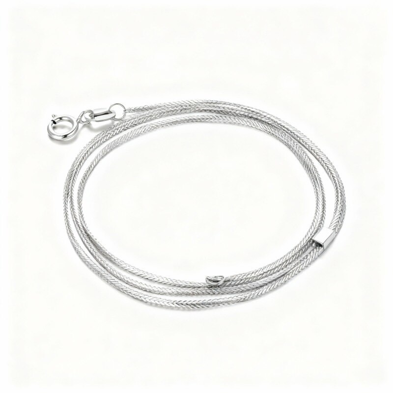 Collar de cadena Chopin para parejas en oro blanco de 18 quilates-1
