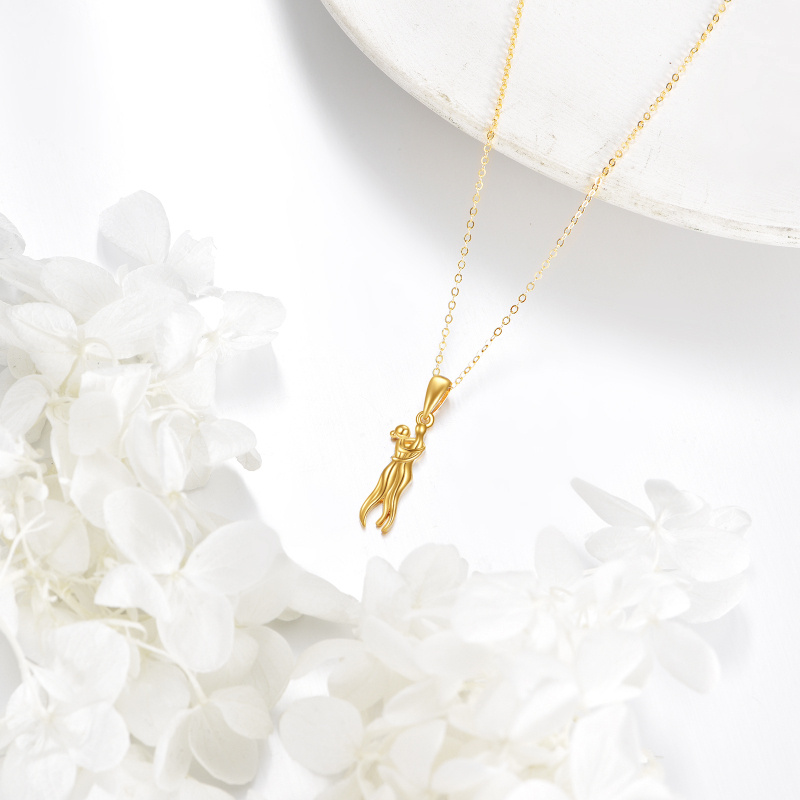 10K Rose Gold Couple & Hug Pendant Necklace-4