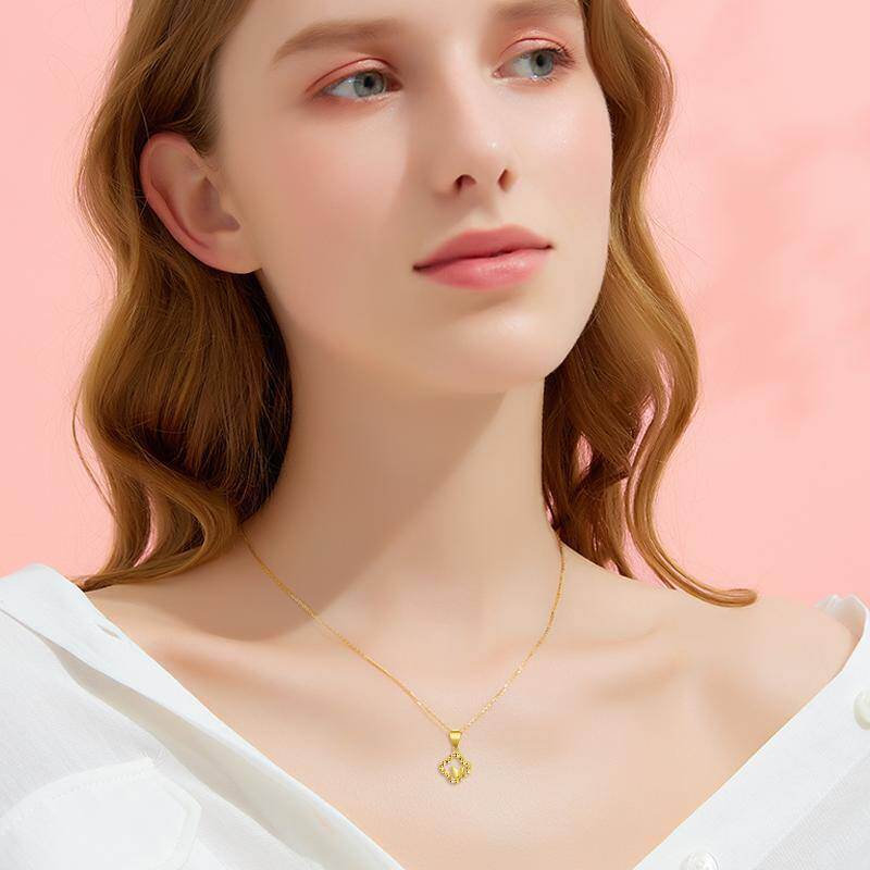 Collar con colgante de pareja en oro blanco de 10 quilates-2