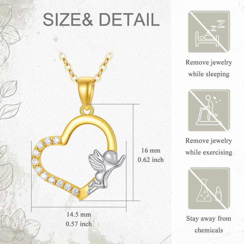 Collier pendentif couple en or 14 carats-5