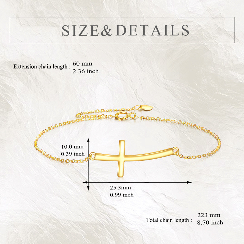 Pulsera con dije de cruz de oro de 10 quilates-5
