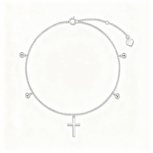 Pulsera con dije de cruz de oro blanco de 10 quilates