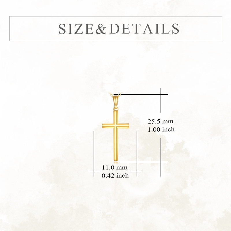 Collier pendentif croix en or rose 10 carats-5