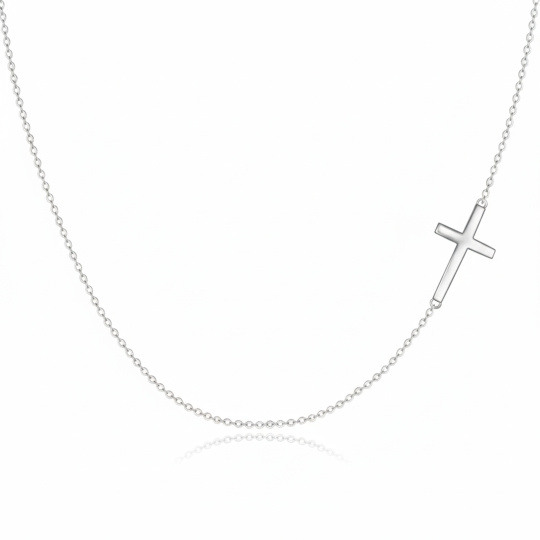 10K White Gold Cross Pendant Necklace