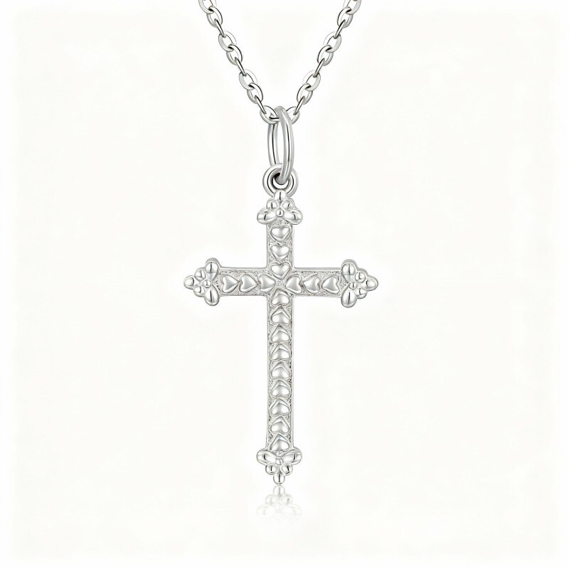 Collier pendentif croix en or blanc 10 carats-16