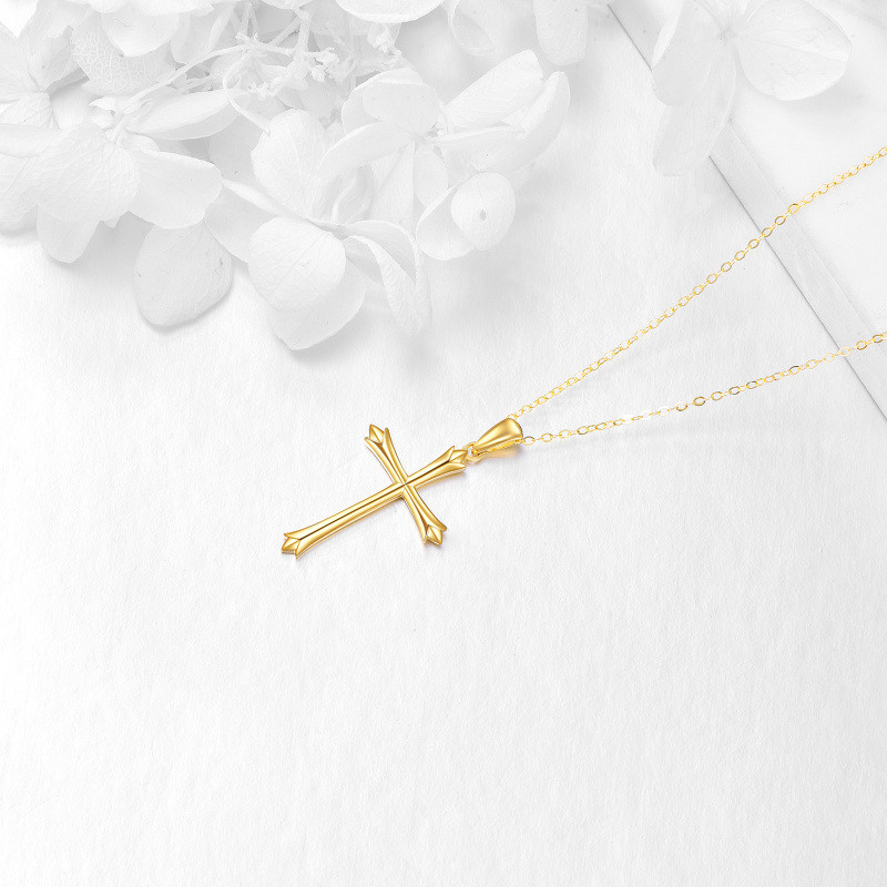 18K Gold Cross Pendant Necklace-3