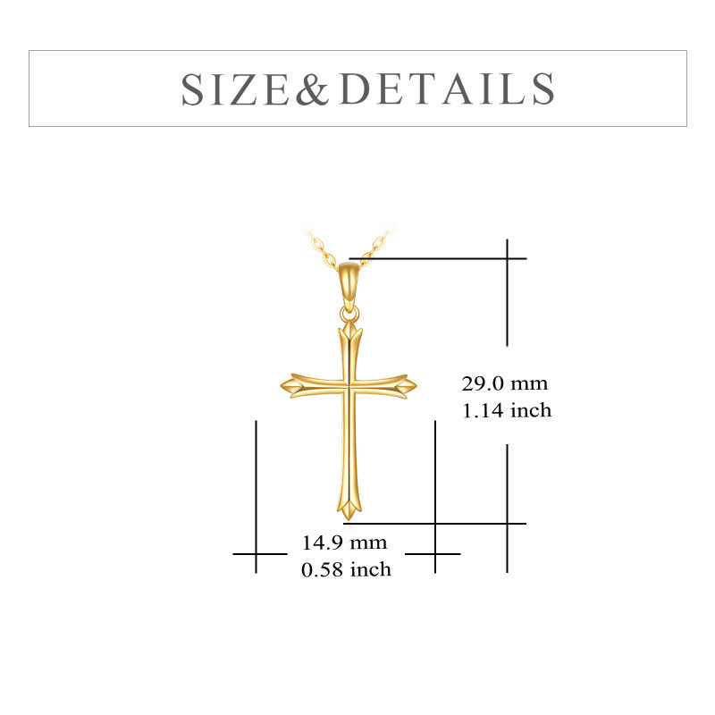 18K Gold Cross Pendant Necklace-5