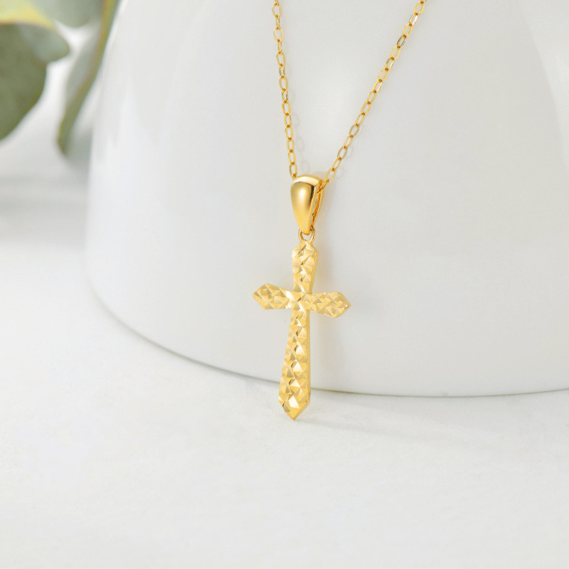 18K Gold Cross Pendant Necklace-4