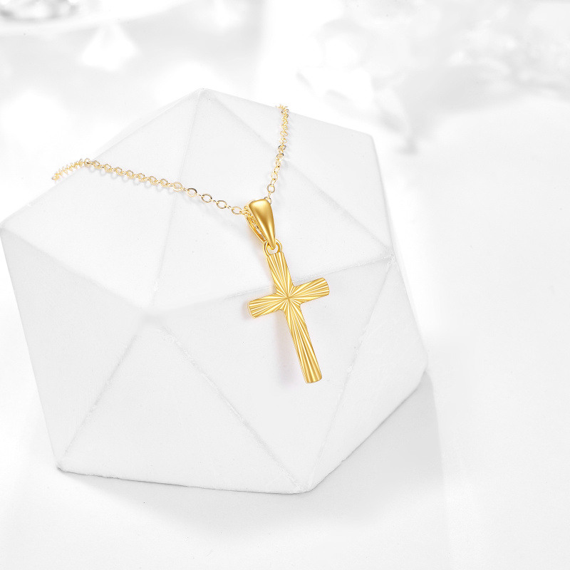 Collier pendentif croix en or 14 carats-3