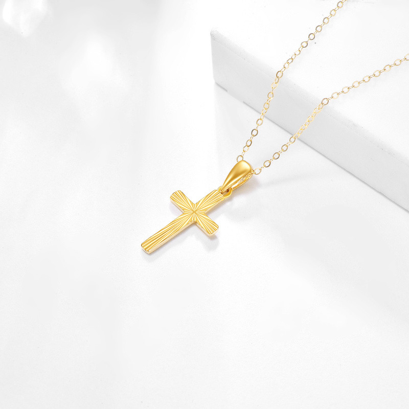 Collier pendentif croix en or 14 carats-4