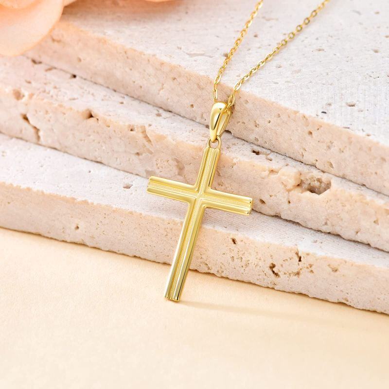 Collier pendentif croix en or 9 carats-3