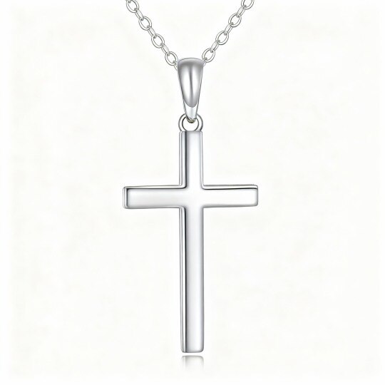 10K White Gold Cross Pendant Necklace