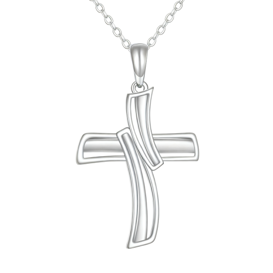 Colar com pendente cruz em ouro branco 10K
