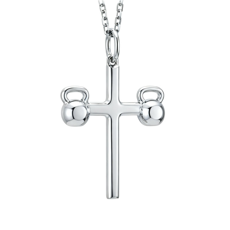 Colar com pendente de cruz em ouro branco 10K-16
