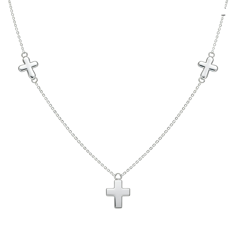 Halskette mit Kreuzanhänger aus Platin und Weißgold-1