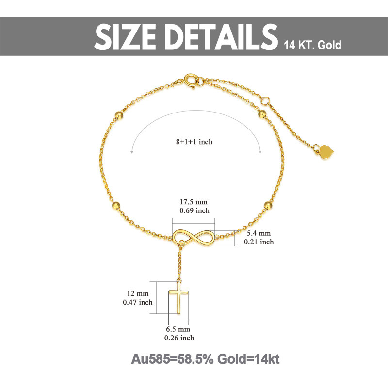 Bracelet de cheville simple couche en or 10 carats avec croix-5
