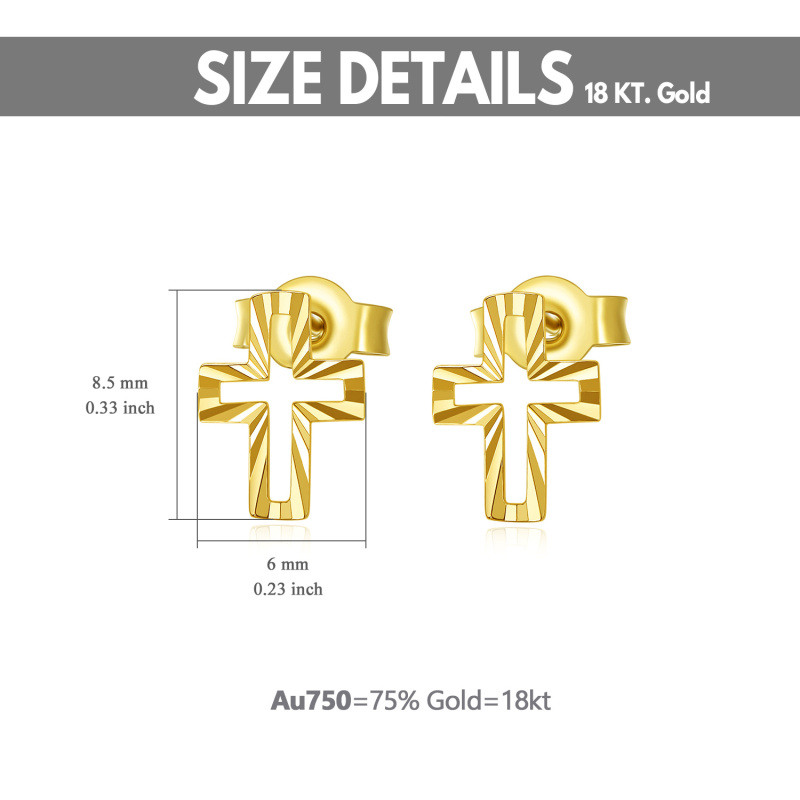 18K White Gold Cross Stud Earrings-6