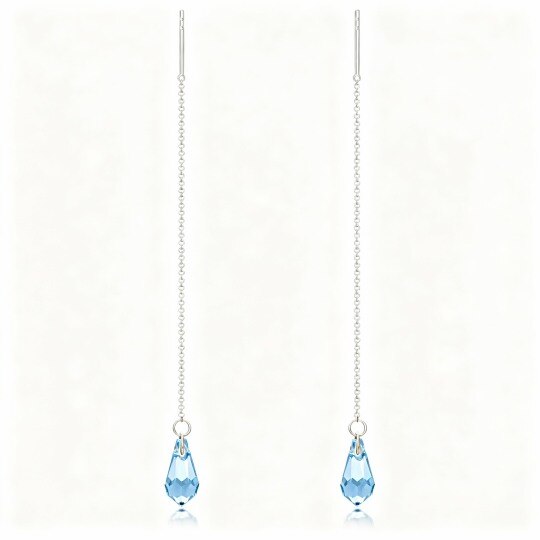 10K White Gold Crystal Drop Earrings