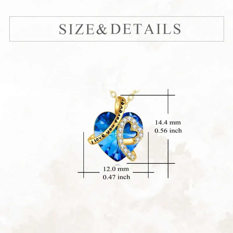 10K Gold Crystal Heart Pendant Necklace-4