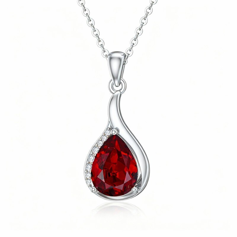 Collier pendentif en or blanc 18 carats avec cristal et diamant de laboratoire en forme de goutte-1