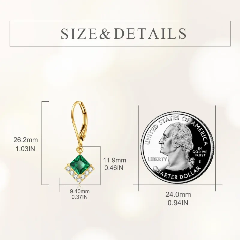 Boucles d'oreilles à fermoir à levier en or rose 10 carats et cristal-5