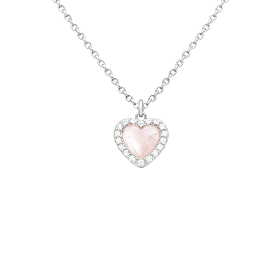 Collar con colgante de corazón de cristal y moissanita en oro blanco de 10 quilates