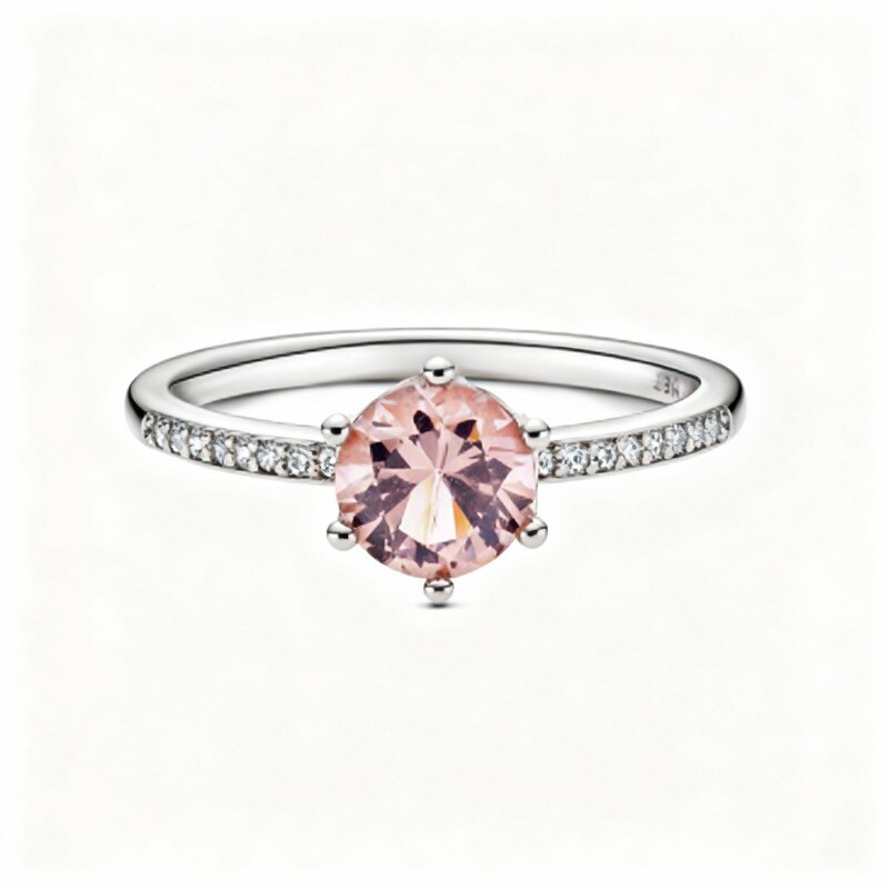 Anillo redondo de oro blanco de 10 quilates con grabado personalizado de cristal-18